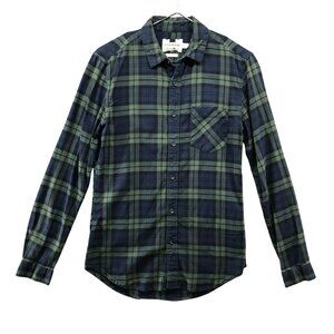 Topman Muscle Fit Flannel Shirt Mens S Blackwatch‎ Plaid Lightweight Long Sleeve